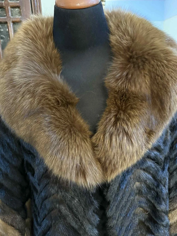 VINTAGE REAL GENUINE MINK FUR COAT JACKET WOMEN SIZE L TOKYO japan stunning - Image 4 of 4