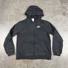 Nike Hoodie Youth Medium Black Full Zip Logo Flaws Preowned