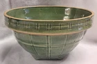 Antique Vintage McCoy Large Green Glazed Window Pane Basketweave #10 Bowl #4
