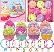 Bath Bombs for Kids with Surprise Jewelry Inside, 8 Cupcake Bath Bombs for Girls