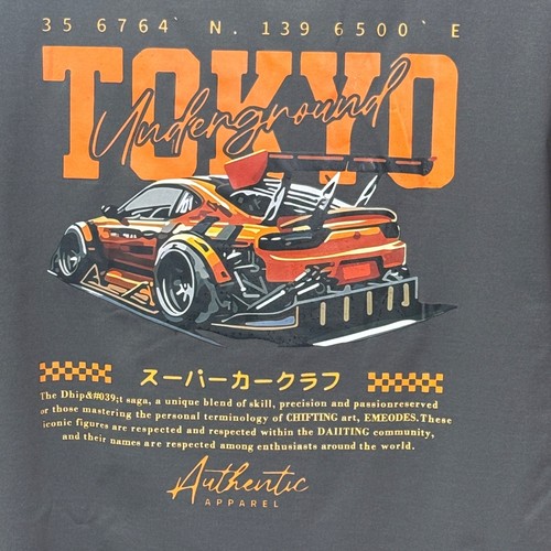 Tokyo Underground Graphic T-Shirt Men XL Gray Orange Car Drift Racing Design - Picture 3 of 7