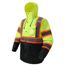 Hi-Vis Reflective Safety Rain Jacket for Men Women Waterproof X-Large Yellow