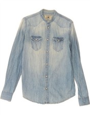 ZARA Camicia Uomo Denim Piccola Blu Cotone AM06