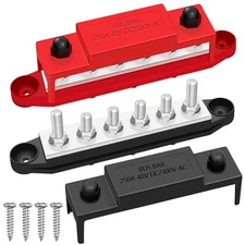 250A 12V Bus Bar , 1/4" Power Distribution Block, Battery Buss Bar, Automotiv...