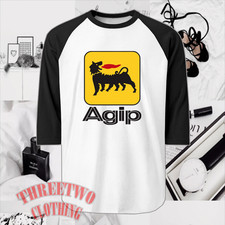 Agip Racing Uomo Raglan Bianco Nero Taglia S-2XL
