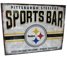 Pittsburgh Steelers sports Bar Tin Sign wall decor 12.5" x 16" Made in USA