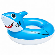 Kids Inflatable Shark Pool Float Blue Swimming Ring Pool Toy 22.5 Inch bluescape