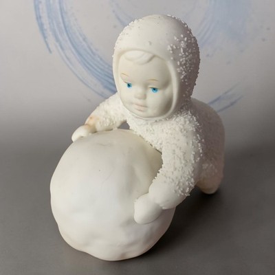 Vintage 1988 Dept 56 Snowbabies I'm Making Snowballs Figur 7962-6 Taiwan