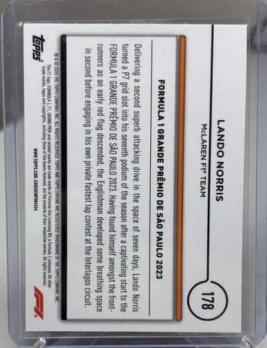2024 Topps Chrome Formula 1 - #178 Lando Norris - McLaren F1 B2R2 - Bild 2 von 2