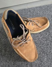 SPERRY Boys Size 6.5 Tan Leather Boat Shoes Lace Up Casual Brand New No Tag/box