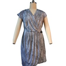 MICHAEL Michael Kors 1X Black White Snake Print Wrap Dress Cap Sleeve