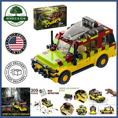 Educational Building Kit for Kids, Jurassic Vehicle with 309 Durable Pieces