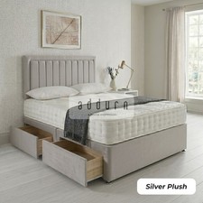 Double Divan Bed Storage Drawer 24 INCH Headboard Single Super King Plush Velvet