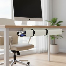 2 Pack Under Desk Cable Management - Safe  Stylish Beige Cord Organizer