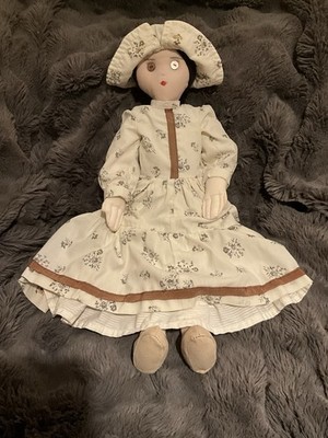Vintage große handgefertigte Pionier/Prärie Stoff Stoff Stoffpuppe mit Knopfaugen