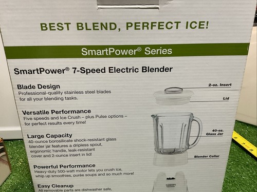 New Cuisinart SPB-7 White Electric Blender 500W 40Oz Glass Jar 7-Speed Rare NIB - Picture 11 of 13