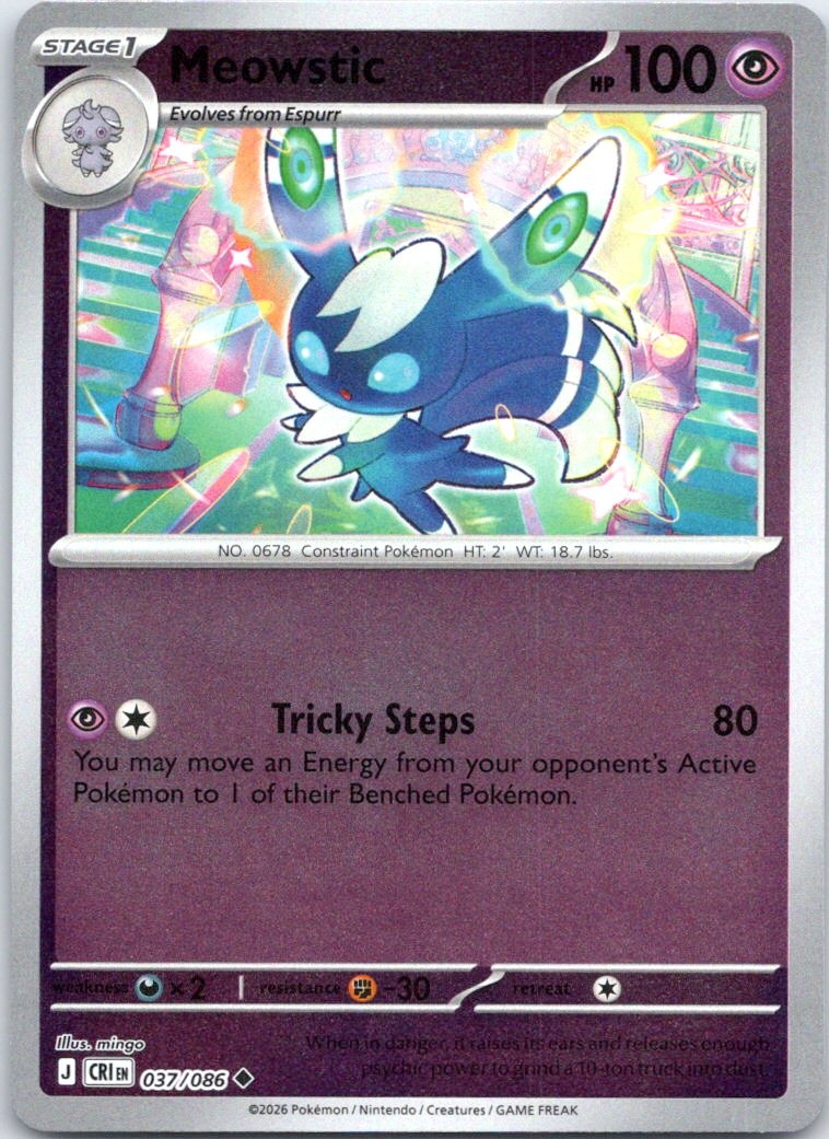 Meowstic Reverse Holo Uncommon ME04: Chaos Rising 037/086 NM