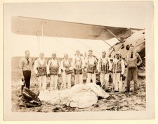 1920-30s Parachutists After Drop Parachute Biplane 7x9 Original Photo