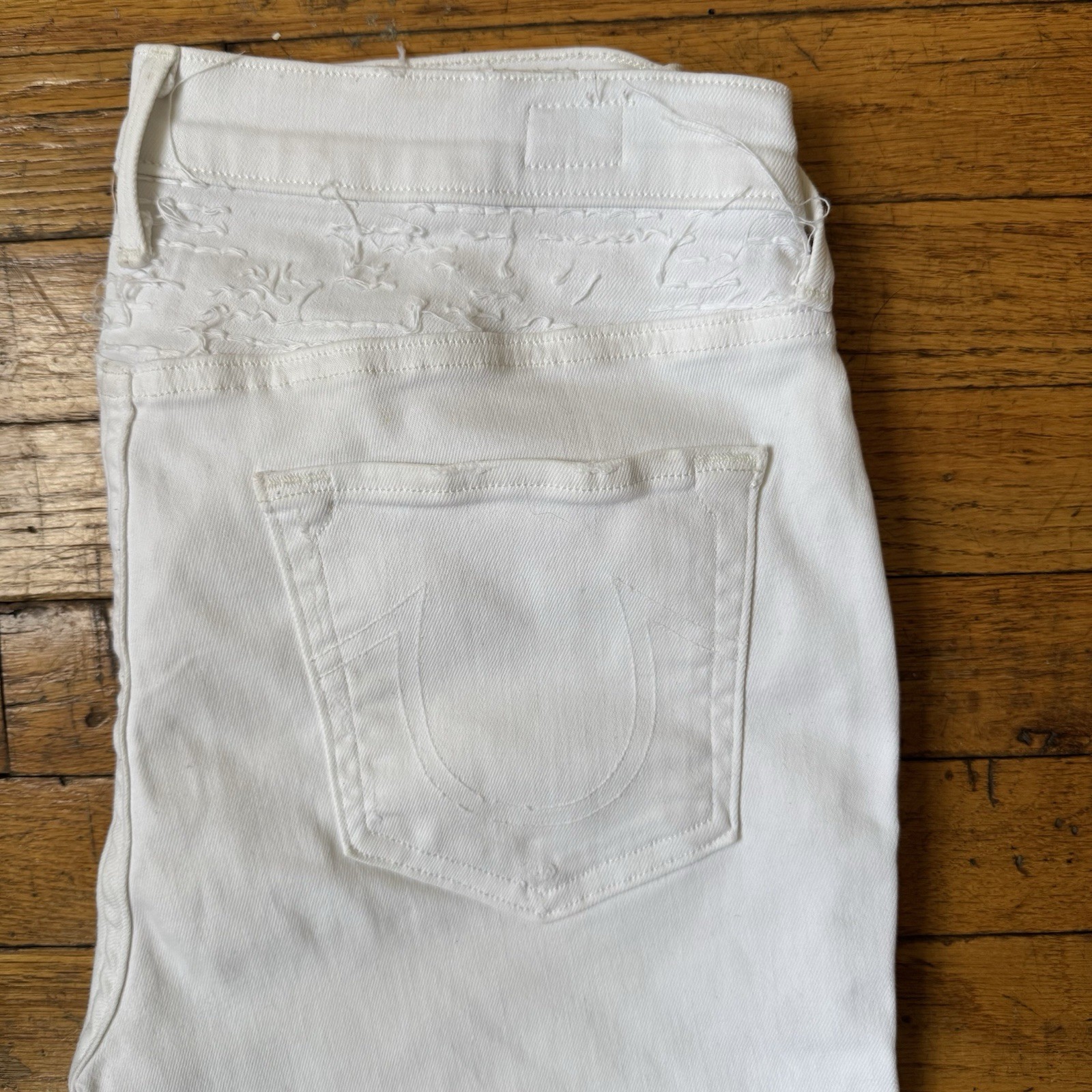 True Religion Women's White Halle Jeans 30 Mid-Rise Skinny Distressed thumbnail 5
