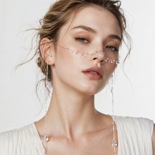 Women Rhinestone Face Tassels Droplet Jewelry Metal Face Chain Headwear 17031