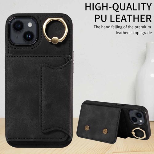 For iPhone 14 13 12 11 XS XR SE 7 8 Ring Holder Wallet Flip Leather Case Cover - Picture 7 of 48
