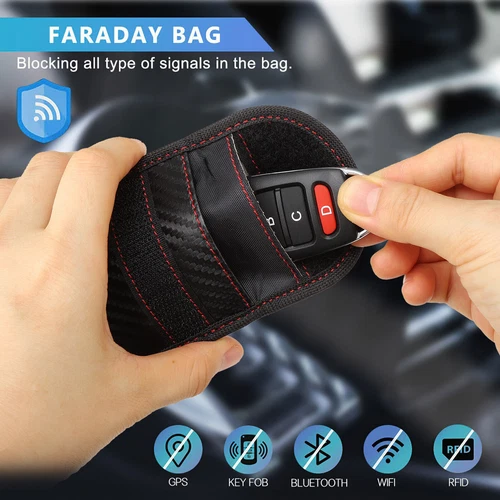 2x Auto Schlüssel Keyless Go Schutz RFID Funk Blocker Tasche Etui Hülle Carbon - Bild 3 von 15
