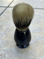 Vintage Badger Hair Shaving Brush w/ Heavy Weighted Black Glass Base