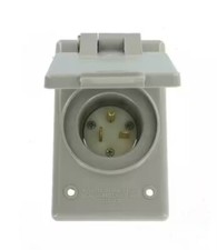 Leviton 20 Amp 250-Volt Straight Blade Grounding Power Inlet Outlet, Gray