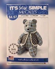 MCCALLS It’s Sew SIMPLE Memory Teddy Bear with Vest Sewing Pattern  L9547 UNCUT