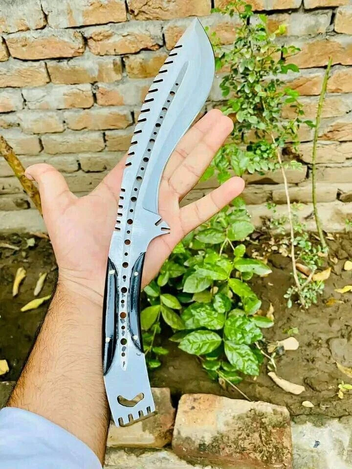 ASS Custom Handmade Damascus steel full tang bull horn jungle kukri knife sheath