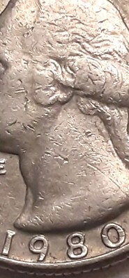 1980 P Washington Quarter Rare P filled RPM P Over P LIBERTY