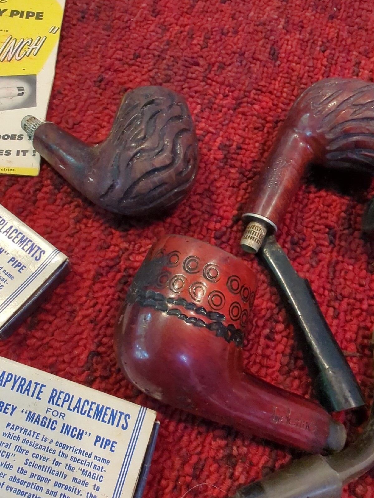 LOT OF WOOD SMOKING PIPES & PARTS CIGAR PAPYRATE TOBACCO STUMMEL STEMS