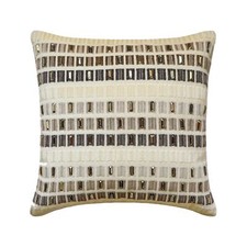Ivory Velvet Brick Textured Sequins Embroidery 16"x16" Pillow Cover - Braxton