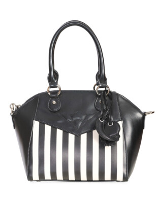 Banned Handtasche Another Lost Soul Striped Gestreift Retro Bowlingtasche Skull