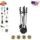Elegant 5-Piece Cast Iron Fireplace Tool Set - 31.5' Stand with Accessories
