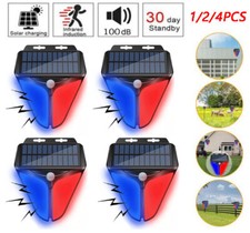 1-4x Solar Alarm Light Strobe Light Wireless Motion Sensor Detector Outdoor LED