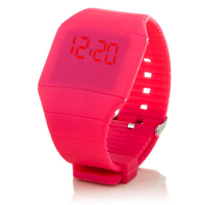 Digital Silicone LED Strap Watch Wristwatch Watch Men Women Kids Sport Pink