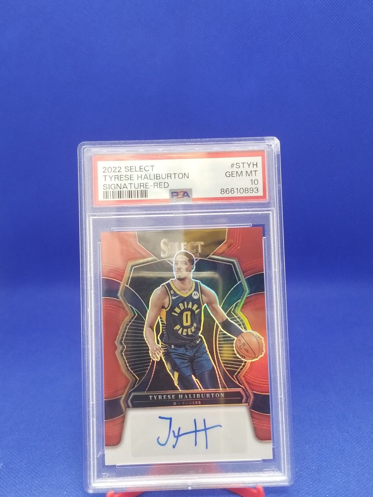 TYRESE HALIBURTON 2022 SELECT RED SIGNATURE AUTO #STYH 69/75 PSA 10 GEM MINT