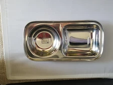 IKM Stainless Steel Small Appetizer Plates - Two Compartment (Set of 4)