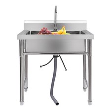 Kitchen Sink Stainless Steel Commercial 1 Compartment Utility Sink With Faucet