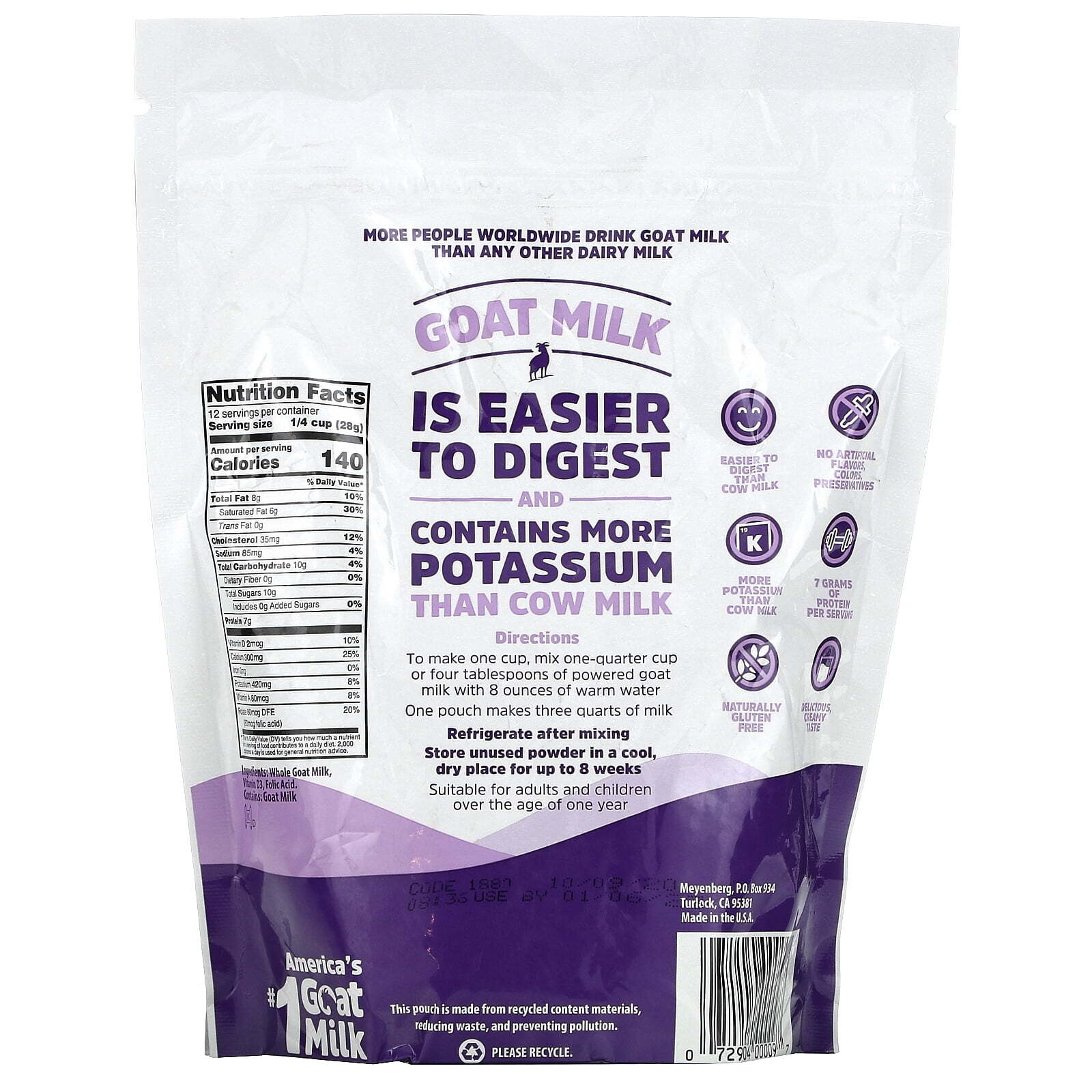 Meyenberg Pasteurized Powdered Goat Milk, 12 Oz 72904000097 eBay