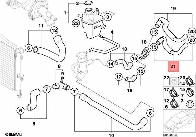 Genuine BMW MINI R50 R52 Cabrio Coupe Radiator Coolant Hose OEM 