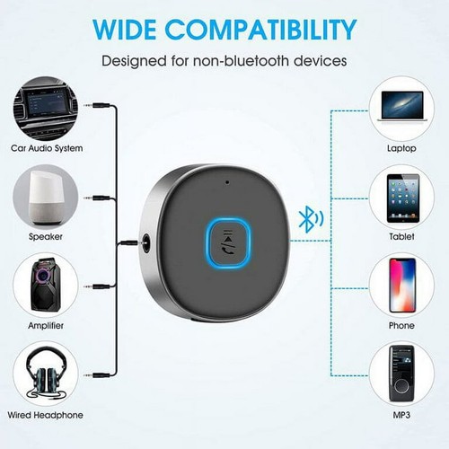 Vivitar Bluetooth AUX Receiver 3.5mm Male-to-male USB-C Charging (PURPLE) *NEW - Afbeelding 6 van 9