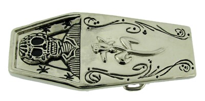 Silver Coffin Casket Skull Belt Buckle Rock Rebel HalloweenTribal Gothic Tattoo