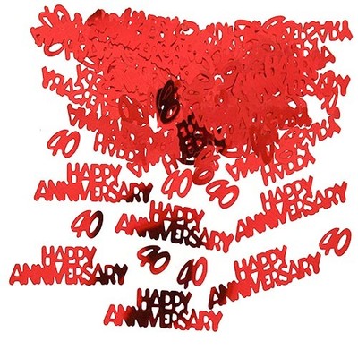 40th Wedding Anniversary Confetti Ruby Red Party Table Sparkle