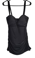 Jantzen Vamp Swim Dress Women 14 Black Removable Straps Modest Resort Cruise NEW
