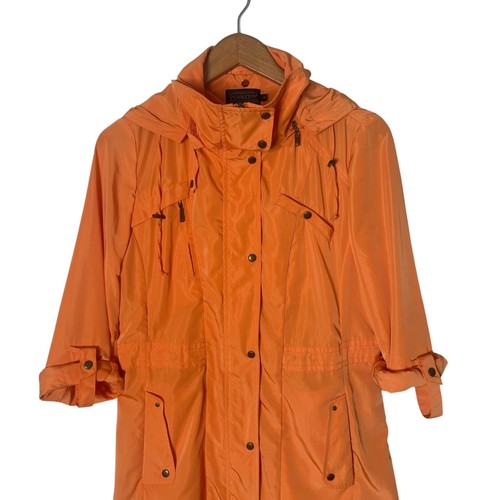 Pendleton Womens Lightweight Hooded Rain Jacket Size M Orange Polyester Packable - Picture 7 of 11