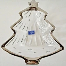 Studio Nova Holiday Candy Dish Christmas Tree Silver Plated Tabletop Nuts Mints