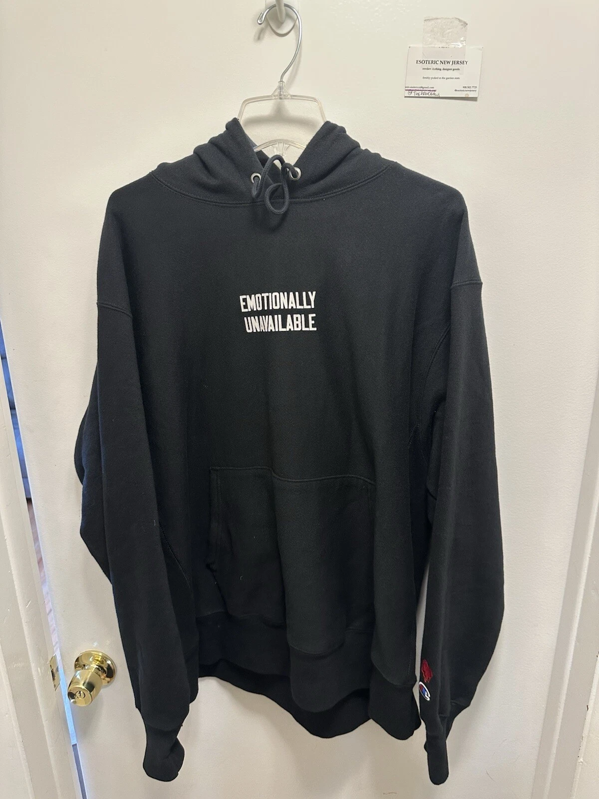Sweat à capuche Champion émotionnellement indisponible, noir XL, streetwear suprême