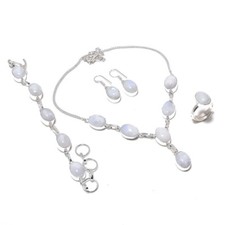 Rainbow Moonstone Gemstone 925 Silver Handmade Jewelry Set